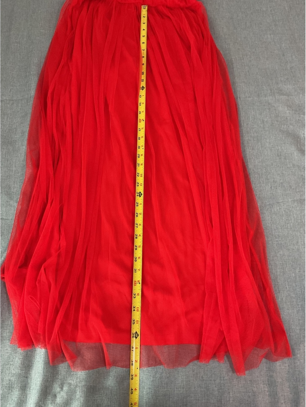 Lovely Grace Red Floral Neck Pleated Tulle Midi Dress NWT Size L - Picture 7 of 7